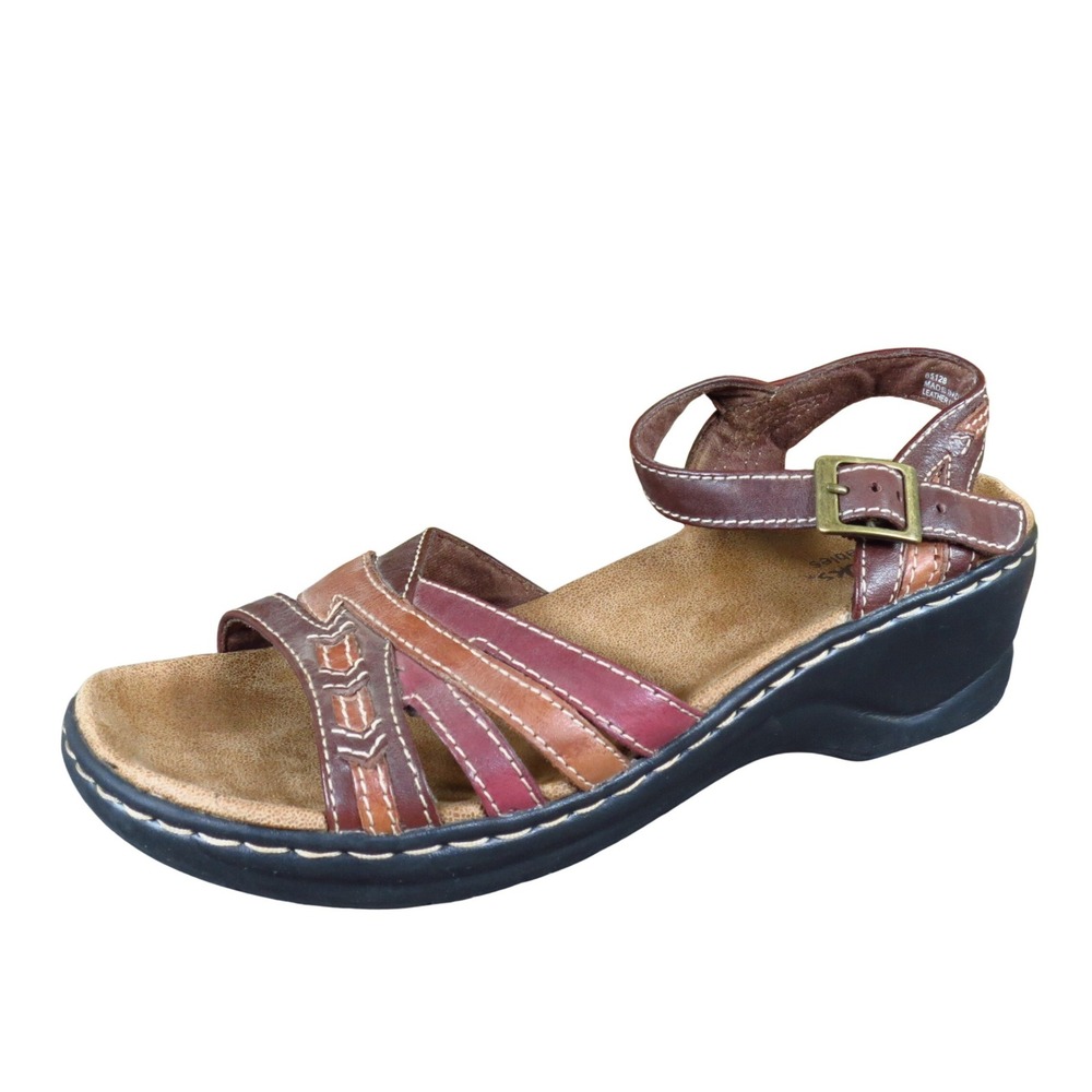 Clarks Bendables Lexi Cricket Womens Wedge Sandals Size 7M Comfort Brown Multi